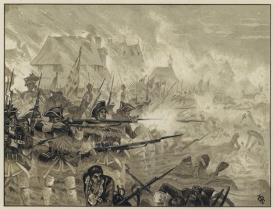 El 34º (Regimiento de Cholmondeley) en Fontenoy ayudando a cubrir la retirada de Fontenoy, 11 de mayo de 1745 de English School